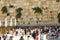 View of unknowns people praying front the Western wall in the old city of Jerusalem