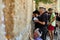 View of unknowns people praying front the Western wall in the old city of Jerusalem