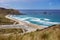 View of the unspoilt coastline at Sandfly Bay