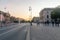 View of Unter den Linden street at sunset.