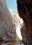 View up from the interior of the Siq leading into the new seventh wonder of the world of Petra in Jordan