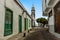 The view up the Saint Gines street in Arrecife, Lanzarote