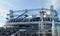 View of the upper deck of the cruise liner MSC Meraviglia, recreation area and amusement Park with rope ladders, October