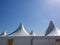 View at upper Parts of festival tents at sunny day.