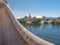 View of the Uros floating reed islands, Lake Titicaca, Puno Region, Peru