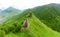 View of the Ushguli village and Upper Chazhash Castle in Ushguli or Summer Residence of Queen Tamara. Rock tower towers