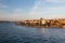 View of the Uskudar district of Istanbul from the Bosphorus at sunset. Turkey