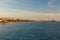 View of the Uskudar district  and port of Istanbul from the Bosphorus at sunset. Turkey