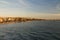 View of the Uskudar district  and port of Istanbul from the Bosphorus at sunset. Turkey