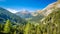 View into the Val Bregaglia from the Maloja Pass Switzerland