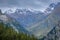 View into the Val Bregaglia from the Maloja Pass Switzerland