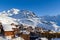 View of the Val Thorens ski resort of Three Valleys , France