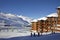 View of the Val Thorens ski resort of Three Valleys, France. Mountains covered with snow