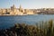 View of Valletta as seen from Tigne point in Sliema, late afternoon warm light