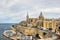 View on the Valletta city with its historic cityscape and sea and the St. Pauls Cathedral