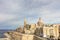 View on the Valletta city with its historic cityscape and sea and the St. Pauls Cathedral