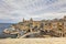 View on the Valletta city with its historic cityscape and sea and the St. Pauls Cathedral