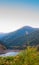 View from Vallforners artificial lake to Montseny peaks