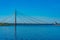 View of the Vansu tilts bridge over Daugava river in Riga, Latvi