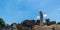 View of the various ruins of the Roman Forum with a very blue sk