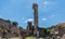 View of the various ruins of the Roman Forum with a very blue sk