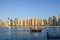 View of various skyscrapers in Jumeirah Beach Residence JBR with stunning turquoise waters as