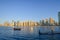 View of various skyscrapers in Jumeirah Beach Residence JBR with stunning turquoise waters as