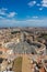 View of the Vatican and St. Peter`s square from the observation deck of the dome of St. Peter`s Cathedral