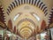 View of the vaulted ceiling of the Egyptian bazaar in Istanbul in perspective