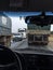 View of vehicular traffic on a highway from the inside of a truck, in the state of Mato Grosso do Sul