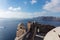 View on the Venetian castle ruin in Oia on the Mediterranean Sea