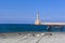 View on venetian lighthouse in Chania