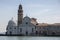 View from the Venice lagoon of the Church of San Michele in Isola on the cemetery island of San Michele, Venice