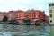 View of Venice from the ship. Parked Gondolas at the Grand Canal, Venice, Italy