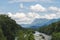 View of the Vercors mountains and the DrÃ´me river in France