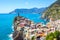 View of Vernazza one of Cinque Terre in the province of La Spezia, Italy