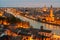 View of Verona from Castel San Pietro during autumnal sunset