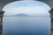 View of Vesuvio volcano with beautiful blue sea and sky in the s