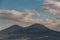 View of the Vesuvius volcano and Mount Somma taken from the square of San Martino