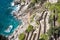 View of Via Krupp pathway and the coastline from the Gardens of Augustus Giardini di Augusto on the island of Capri, Italy.