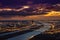 View of Vienna Austria looking southeast from Leopoldsberg at sunrise