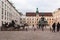 View of Vienna Hofburg Imperial Palace at courtyard with monument Kaiser Franz I and horse-