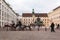 View of Vienna Hofburg Imperial Palace at courtyard with monument Kaiser Franz I and horse-