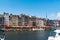 View of the Vieux Bassin harbor and port in the picturesque village of Honfleur in France