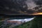 View from the view point called Kleine Kanzel at the german lake Edersee at sunset