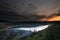 View from the view point called Kleine Kanzel at the german lake Edersee at sunset