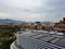 View from viewplattform on shopping centre roof over the city of barcelona old town centre living area park trees house