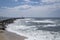 View of Vila do Conde North Jetty Lighthouse, Atlantic ocean, Portugal.