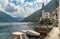 View of Villa Ciani with bronze statue foreground in the public city park of Lugano, Switzerland