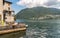 View of Villa Ciani with bronze statue foreground in the public city park of Lugano, Switzerland